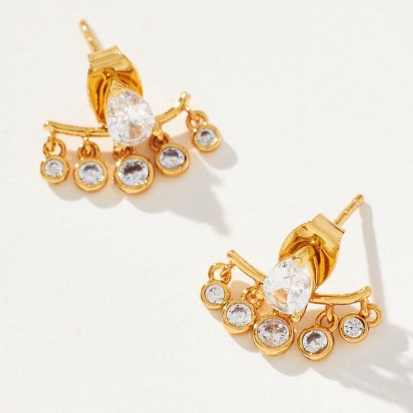 Anthropologie NWT Drippy Crystal Front-Back Earrings - Picture 1 of 5
